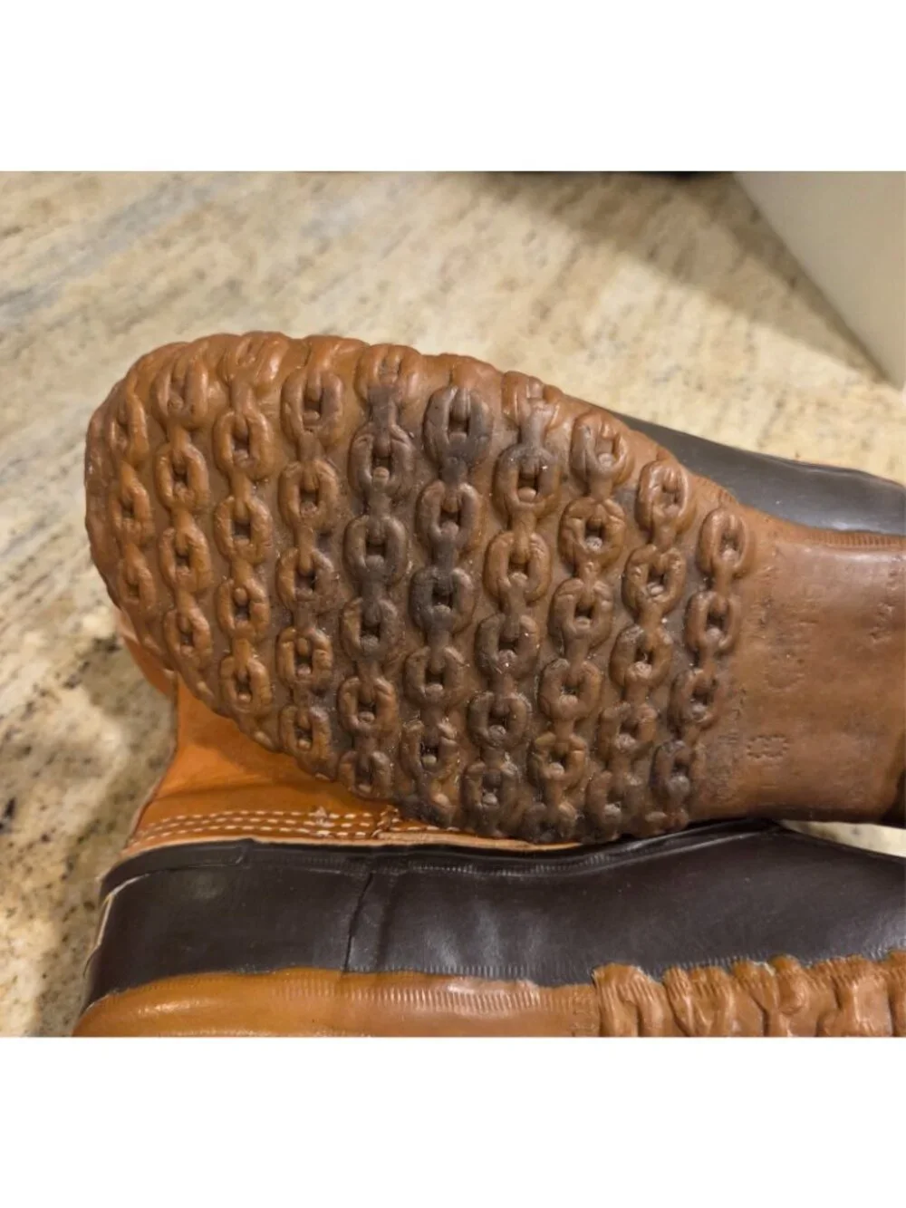LL Bean Lounger Boots Mens 8 Brown Leather Rubber Duck Boots Buckle Strap Gortex
